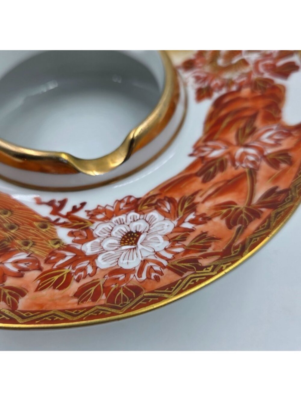 Kutani Peacock & Peony Water Well or Ashtray From the Meiji Period - Picture 8 of 10